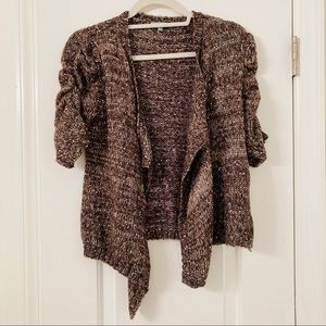 Wool-Blend Sequined Knit Cardigan W/ Puff …